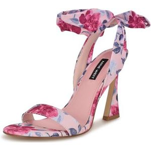 NINE WEST Kelsie sandaal met hak voor dames, Roze Mystieke Tuin Print Multi 681, 42 EU