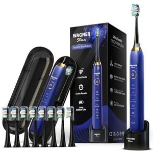 Wagner Stern Emerald Green Edition ultrasone whitening elektrische tandenborstel Kenmerken vijf borstelmodi, acht zachte opzetborstels en een luxe reiskoffer. (Sapphire Blue)