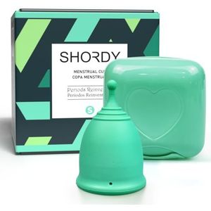 SHORDY Menstrual Cup, Single Pack (Small) met doos, zacht en flexibel, tot 12 uur comfort, milieuvriendelijk en veilig alternatief voor pads en tampons (groen)