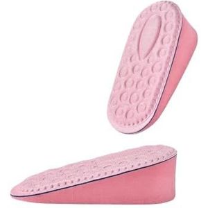Elastische inlegzolen, comfortabel, ademend, bijgesneden sneaker, hielkussen, uniseks, binnenverhogende binnenzool, popcorn, schokabsorptie, hoog (half 3,5 cm - roze, EU 39-40)