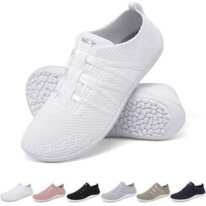 Merdoo Barefoot Shoes Dames Heren Nul Drop Wandelschoenen Ademend Sneakers Niet-Slip Pantoffels Slip On Brede Voeten Barefoot Schoenen Lichtgewicht Sloffen Outdoor Indoor Unisex Wit 37EU