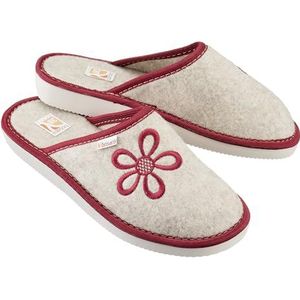 Bosaco Vilten pantoffels voor dames, vilten pantoffels met EVA-zool, bordeaux, 36 EU