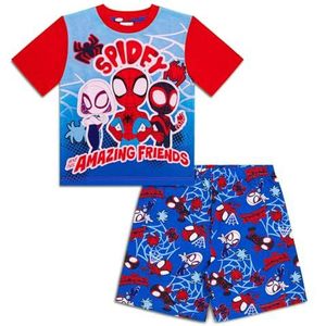 Marvel Spidey & His Amazing Friends Jongens Pyjama | Spider-Man Korte PJ's Set | 100% Katoen Zomer Nachtkleding | Kinderen Superheld Nachtkleding, Blauw, 3-4 jaar