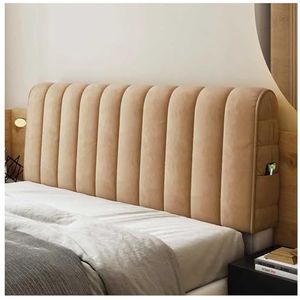 Dikke hoofdbordhoes for tweepersoonsbed, fluwelen stofdichte stretch effen kleur gewatteerde hoofdeindehoezen for slaapkamerdecoratie, wasbaar(Yellow,220cm)