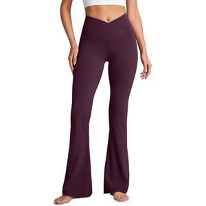 CRZ YOGA Dames Butterluxe Bootcut Flare Broek Yoga Leggings Crossover Hoge Taille Opaque Sportbroek Fitness Broek - 31''/33'' Donker paars M