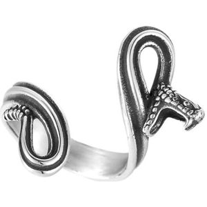 Heren Roestvrijstalen Slang Open Ring - Noordse Viking Vintage Slang Dierlijke Schedelring - Fashion Gothic Punk Rock Cool Cocktail Party Statement Ring Sieraden (Color : Silver, Size : 13)