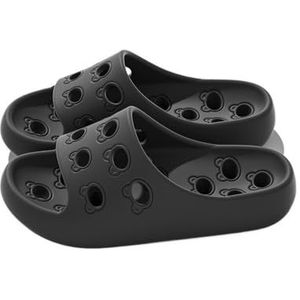 fengqingyunyan0304 Slides herensandalen met dikke zool voor douche, binnen en buiten, voor dames en heren, Zwart, 43 EU