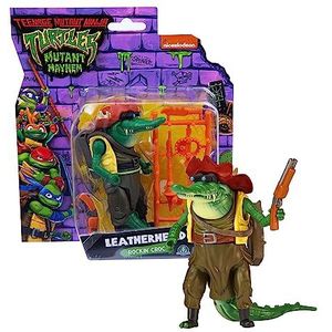 Turtles Mutant Mayhem Leatherhead in action-versie, 12 cm, artikel, gedetailleerd en met relatief wapen, voor kinderen vanaf 4 jaar