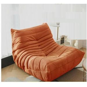 Luie vloerbank Enkele loungebank Duurzaam en comfortabel Fauteuil Meubilair Buitenslaapkamer Korte ligstoel Schuimvulling met hoge dichtheid 70×93×85cm oranje