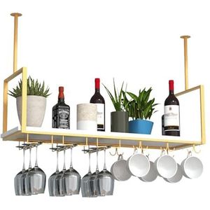 Wijnrekken Hangend wijnglasrek Plafondhangend wijnrek met glazen houder Plankbar Modern wijnrek Wandplank opbergrek Opbergrek (Size : 120x35cm)