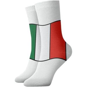 UVBDF Italiaanse Vlag Groen Wit Rood Ademend Comfort Sokken, Vochtafvoerende Zachte Sokken voor Dagelijkse Slijtage en Sportschool