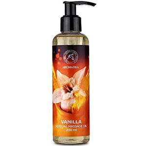 Sensuele massageolie vanille, 200 ml, lichaamsolie met amandelolie en druivenpitolie, eetbaar, eetbaar, natuurlijk, lichaamsolie voor alle huidtypes, Kissable Massageolie