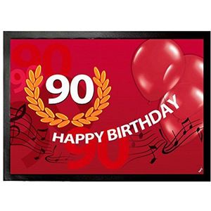 1art1 Verjaardagen Happy Birthday 90 Years Deurmat 70x50 cm