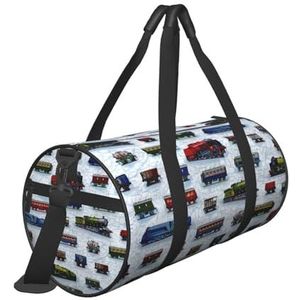 Train Cars Print Reizen Duffel Tassen met Pocket en Verstelbare Riem Grote Gym Bag Mode Yoga Tas voor Vrouwen Mannen, Zwart, Eén maat