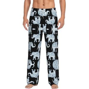 Dexnel Olifant Zachte Pyjama Broek Voor Mannen,Klassieke Slaapbroek Comfortabel, Polyester Pyjama Broek Met Zakken, Wit, S