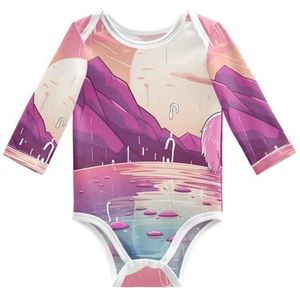 KAAVIYO Baby Roze Maan Dier Kunst Lange Mouwen Unisex Nieuwe Katoenen Bodysuit voor Kinderen 3-24 Maanden Zomer, Patroon, 6 Maanden
