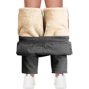 Heren Fleece Joggingbroek Casual Thermische Broek Winter Warme Joggers Trainingspak Bodems Sportbroek Met Zakken(Grau,M)