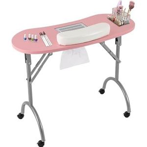 Manicuretafel, inklapbaar, beweegbaar, manicuretafel met zuigkracht, 90 x 40 x 72 cm, voor het knippen, schoonheid, nagelverzorging enz (roze)