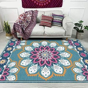 Tapijt in moderne stijl Designer Area Carpet Roze blauwe grote bloem Traditioneel Duurzaam Modieus Eenvoudig onderhoud 160×200M (5ft3""x 6ft6"")