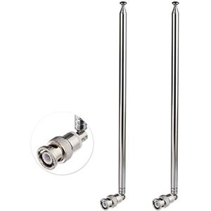Bingfu VHF UHF 7-Secties Telescopische BNC Mannelijke Antenne 115 cm voor CB Radio, Politie, Scanner, Hamradio en Twee-Weg Mobiliteit (2-Pack)