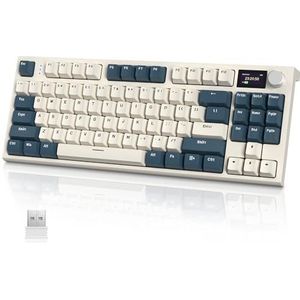 VGN GAMEPOWER RK86 TKL Tenkeyless Draadloos Mechanisch Gaming Toetsenbord, 2.4Ghz/Bluetooth/Bedrade 75% RGB Gasket Mechanical Keyboard, TFT-kleurendisplay, Knob, Hotswap Lineaire Schakelaars, NKRO