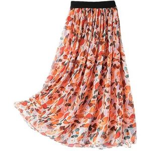 Lange zwierige rok Zijden gelaagde lange rok voor dames Elastische lange rokken met hoge taille A-lijn mode chiffon dames lange rok