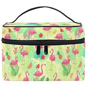 Leuke exotische flamingo vogel tropische make-up tas voor vrouwen cosmetische tassen toilettas trein koffer