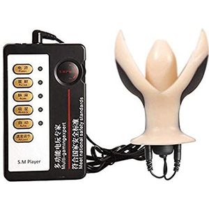Gerrit BDSM elektrostimulatie siliconen anaalplug vibrator, elektrische schok stimulator buttplug anale dilatator, unisex elektrische schok fetish erotische spellen seksspeeltje (Color : Flesh)