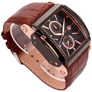 Mode Sportieve Horloge Voor Man Lederen Band Rechthoekige Wijzerplaat Mannen Waterdichte Horloges, armband