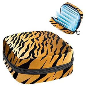 Maandverband Opbergtas,Draagbare maandverband Opbergzak,Tijger dier, Meerkleurig, 4.7x6.6x6.6 in/12x17x17 cm
