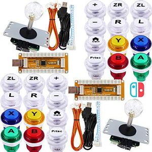 SJ@JX Arcade Game Controller USB Encoder 2 Player Gamepad Cherry MX Microswitch Button 8way Joystick for Nintendo Switch PC PS3 Retropie Raspberry Pi MAME