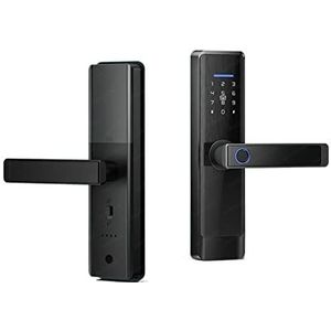 Smart Lock, Smart Door Lock Tuya APP Vingerafdruk Digit Intelligence Elektrisch 5 Ontgrendelingsmethode Ondersteuning 8 Taal Stem,voor Slaapkamer Hotel Kantoor Appartement(22x190)