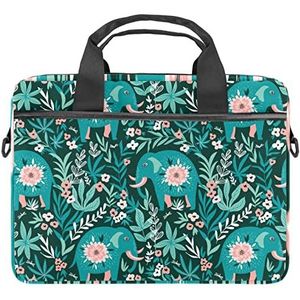 Vis Laptop Schouder Messenger Bag Crossbody Aktetas Messenger Sleeve voor 13 13.3 14.5 Inch Laptop Tablet Beschermen Tote Bag Case, Olifant Groen Dier, 11x14.5x1.2in /28x36.8x3 cm