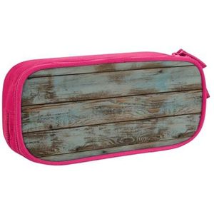 CRJSYCBYB Rustieke Oude Schuur Hout Gedrukt Pencase Dubbele Potlood Pouch Grote Capaciteit Zip Briefpapier Case, roze, Eén maat, Munt Pouch