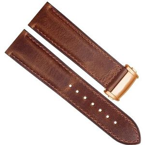 dayeer Koeienhuid lederen horlogeband voor Hamilton Aviation Classic Series kaki herenarmband met vouwgesp (Color : Brown 01-rose gold B, Size : 20mm)