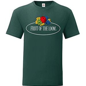 Fruit of the Loom Iconic 150 T-shirt met vintage logo op de borst, Bosgroen - vintage logo groot, XL