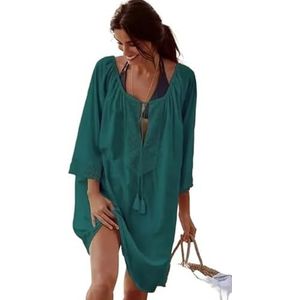Cover Ups Voor Vrouwen Strandkleding Zonnebescherming V-hals Losse Strand Cover-up Jurk Zomer Mode Badpak Cover Ups Voor Vrouwen (Groen)
