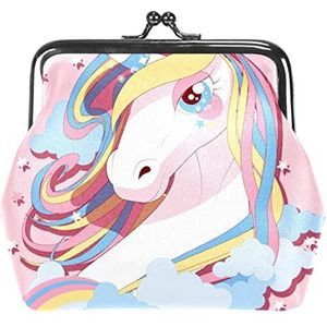 Munten Portemonnees Vintage Pouch Change Portemonnee Portefeuilles Roze Magische Eenhoorn Paard Wolken Sterren, Multi kleuren, 3.3x3.6 in/11x12 cm, Klassiek