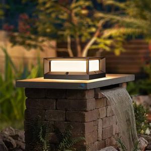 QEGY LED Paalverlichting Buitenlamp Vierkant Klassiek, Gegoten Aluminium Sokkellamp Met Acryl Lampenkap, Ip55 Waterdichte Tuinpadlamp Zwarte Hek Paallamp,M