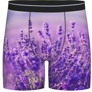 GRatka Boxer slips, heren onderbroek boxershorts, been boxer slips grappig nieuwigheid ondergoed, lavendel bloem paars landschap landschap landschap, zoals afgebeeld, XXL