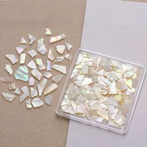 6 rasters natuurlijke schelp sieraden voor nagelkunst doos vlokken dunne illusie manicure bedels abalone plakjes stenen voor nagels strass-khaki