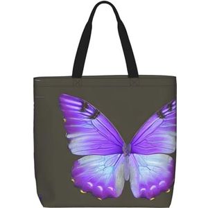 SSIMOO Transparante palmblad patroon stijlvolle rits boodschappentassen, schoudertas, de perfecte mix van stijl en gemak, Paarse vlinders, Eén maat
