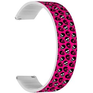 Solo Loop band compatibel met Garmin Forerunner 165/165 Music, Forerunner 35/45/45S (Skull Pink Skulls) Quick-Release 20 mm rekbare siliconen band, accessoire, Siliconen, Geen edelsteen