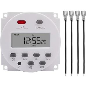Timer CN101A 220V 110V 24V 12V Digitale LCD Power Timer Programmeerbare Timer Relais 16A CN101 (Kleur: 220V, Maat: CN101 met 4 draden)