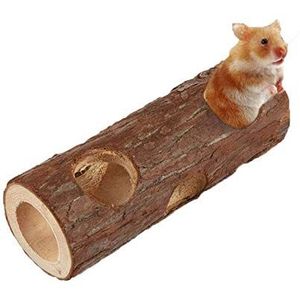 Cavia Tunnel Houten Dierentunnel Oefening Buis Kauwspeelgoed voor Konijn Ferret Hamster Cavia Hamster Speelgoed Tunnel voor Kleine Huisdier Hamster Buizen (Kleur: Lengte 15cm)