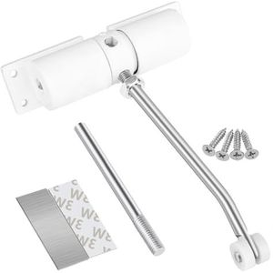 Automatische deursluiter, deurveer, deurdemper van aluminiumlegering, met 4 schroeven, lijm en plaatstaal, geschikt voor woning- en kantoordeuren (wit)