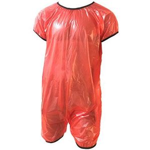 Haian Unisex Transparante Super Zachte PVC Volwassen Baby Rompertjes (X-Large, Rood)