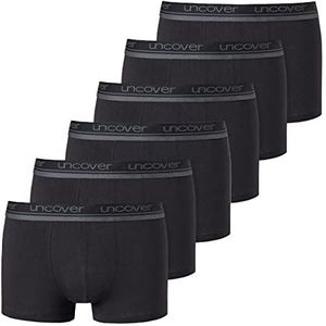 Uncover by Schiesser - Heren 6 stuks - Retro Pants/Boxershorts - Onderbroek zonder gulp - Katoen - Zachte tailleband, 6 x zwart., M