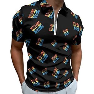 Retro 1970 Disco Half Zip-up Polo Shirts Voor Mannen Slim Fit Korte Mouw T-shirt Sneldrogende Golf Tops Tees M