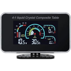 4 in 1 LCD auto digitale oliedrukmeter voltmeter brandstofniveaumeter 1/8 NPT oliedruksensor + watertemperatuursensor 10 mm(4 In 1 Gauge BG0005)